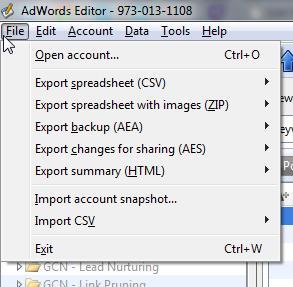 Importing and Exporting in Adwords